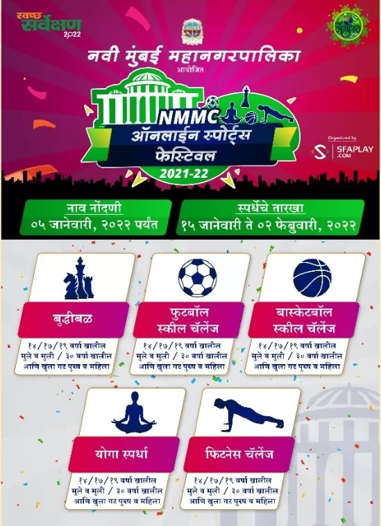 Aajchi Navi Mumbai | पालिकेतर्फे ऑनलाईन स्पोर्ट्स फेस्टिव्हल 2021-22