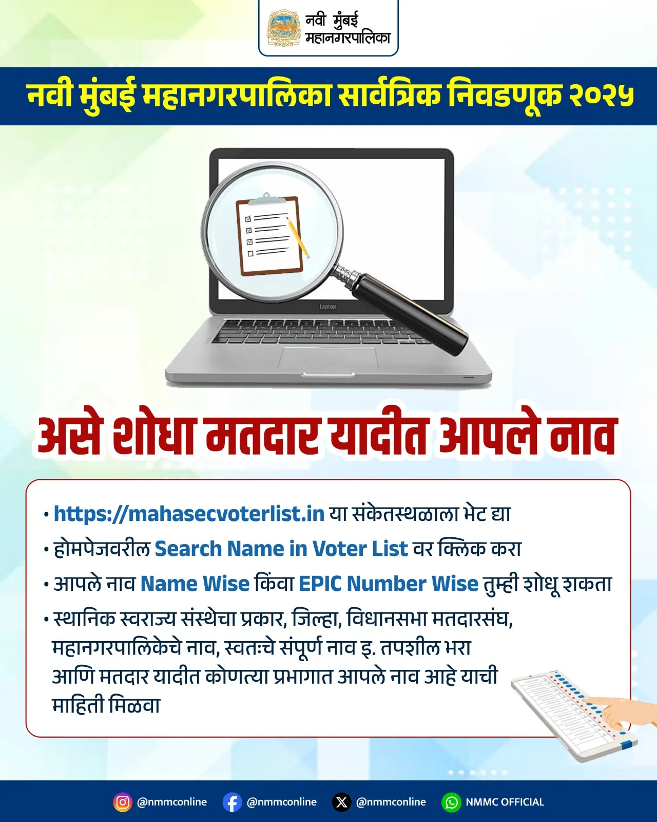 Aajchi Navi Mumbai | दुबार मतदार शोधण्यासाठी पालिकेची विशेष मोहीम